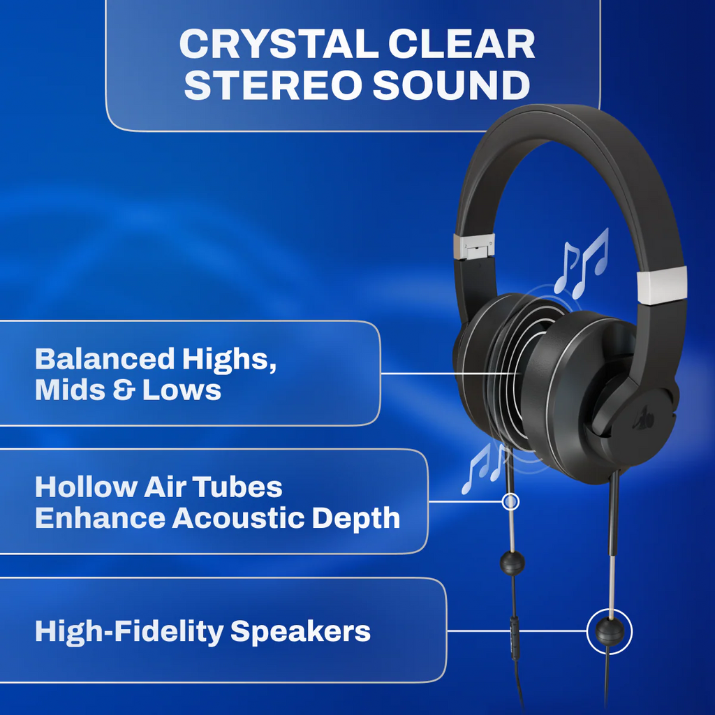 EMF-Free Air Tube Over-Ear Headphones 3.5mm Jack