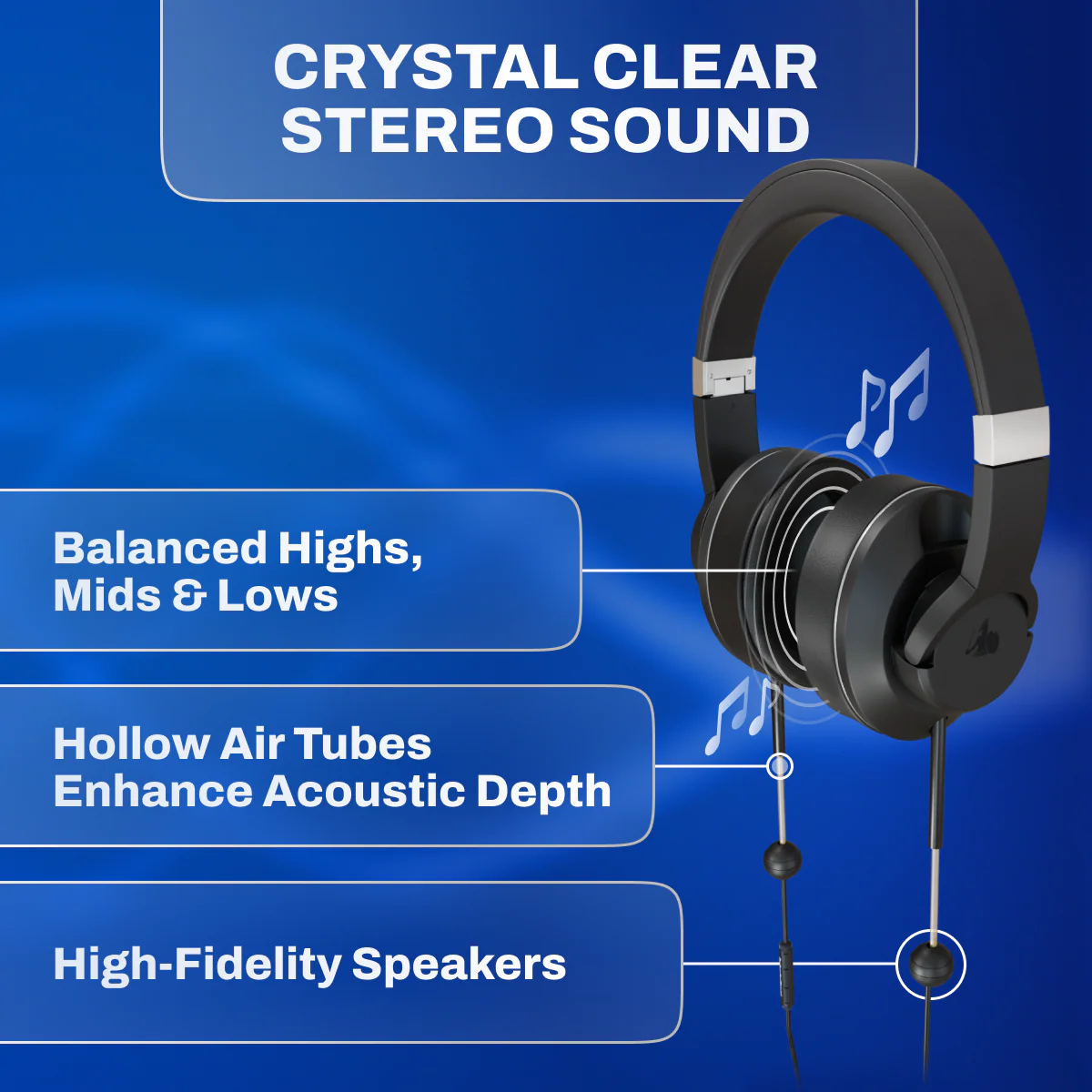 EMF-Free Air Tube Over-Ear Headphones 3.5mm Jack