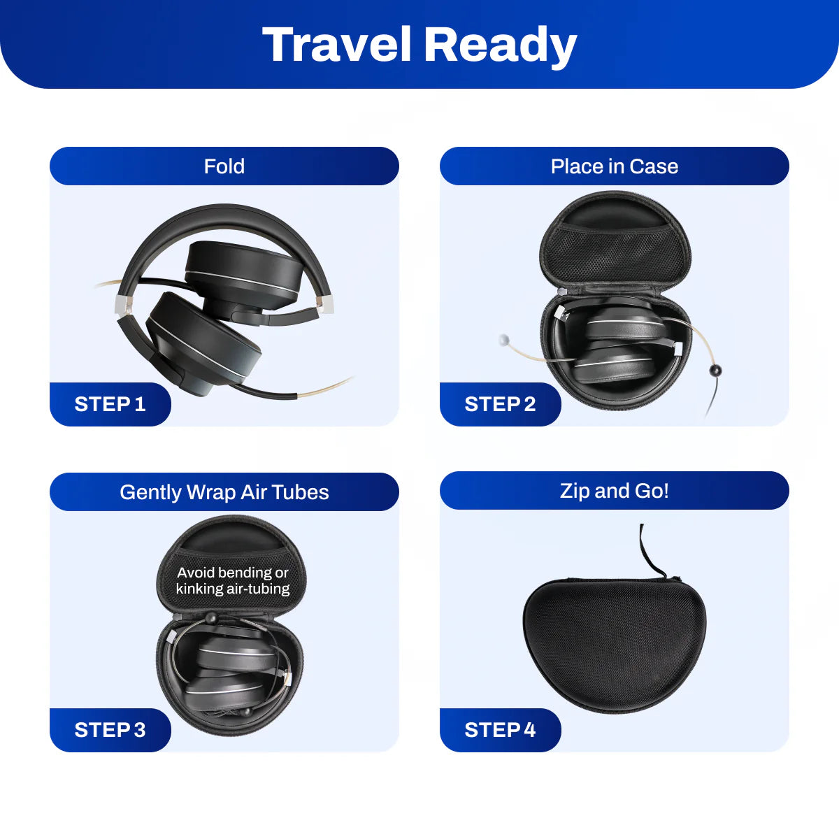 EMF-Free Air Tube Over-Ear Headphones 3.5mm Jack