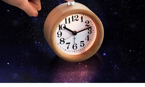Silent Natural Wood Analog Alarm Clock