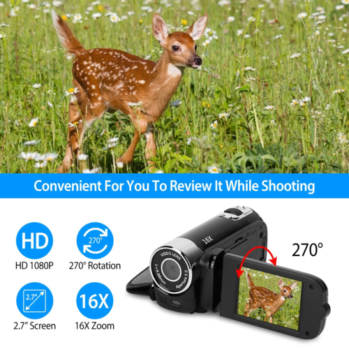 Retro 1080P HD Digital Camcorder (2.7" Screen & 16X Zoom)