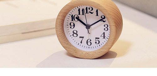 Silent Natural Wood Analog Alarm Clock