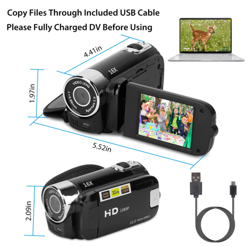 Retro 1080P HD Digital Camcorder (2.7" Screen & 16X Zoom)